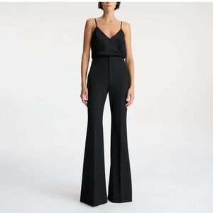 Worn 2x ALC Anders Crepe Flared Pants Side Slits Black Size 6